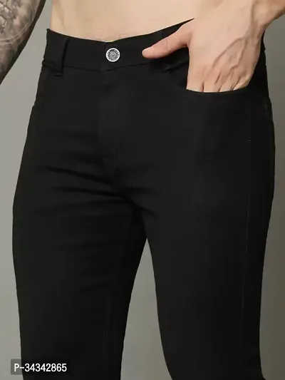 Elegant Black Denim Solid Jeans For Men And Boys-thumb3