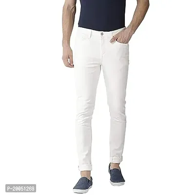 COMFITS Men's Formal Stylesh White Plain Jeans (32)