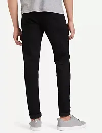 Stylish Denim Black Solid Mid-Rise Jeans For Men-thumb1