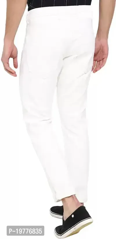 Reliable White Cotton Blend Mid-Rise Jeans For Men-thumb2