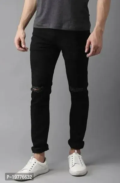 Reliable Black Cotton Blend Mid-Rise Jeans For Men-thumb0