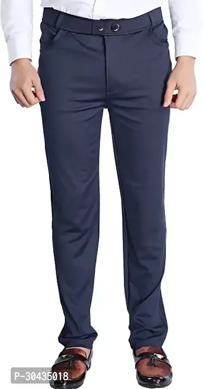 Stylish Blue Polyester Spandex Solid Track Pant For Men