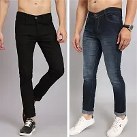Stylish Cotton Blend Mid-Rise Jeans For Men Pack Of 2-thumb2