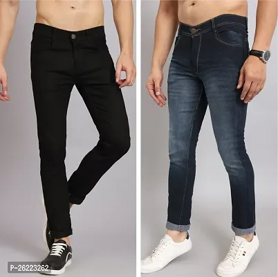 Stylish Cotton Blend Mid-Rise Jeans For Men Pack Of 2-thumb3