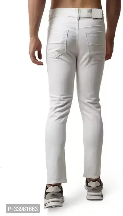 Comfortable White Denim Mid-Rise Jeans For Men-thumb2