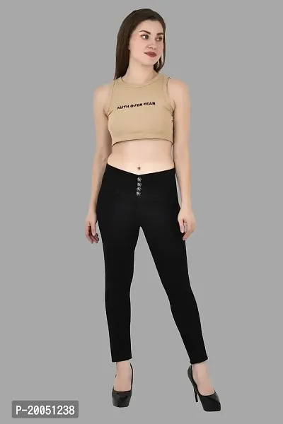 Linaria Women's Black Stretchable Slim fit Denim Jeans-thumb2