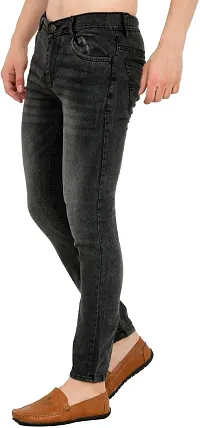 Stylish Grey Cotton Blend Mid-Rise Jeans For Men-thumb1