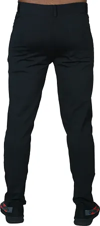 Linaria Stylish Black Lycra Blend Solid Regular Fit Trouser For Men-thumb1