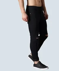 Stylish Black Denim Distress Mid-Rise Jeans For Men-thumb2