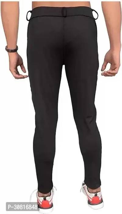 Linaria Stylish Black Lycra Blend Solid Regular Fit Trouser For Men-thumb2