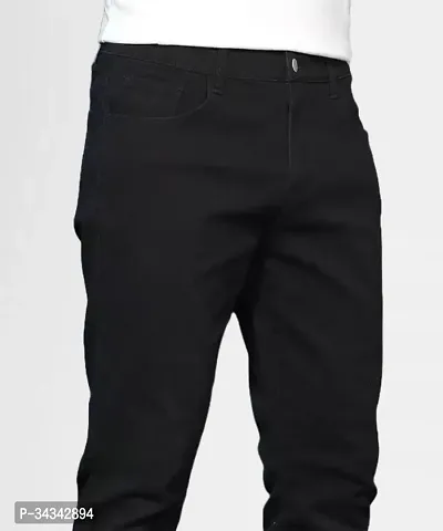 Elegant Black Denim Solid Jeans For Men And Boys-thumb3