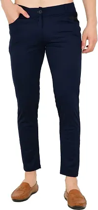 Mevan Stylish Lycra Blend Solid Regular Fit Trouser For Men