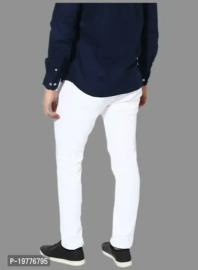 Reliable White Denim Mid-Rise Jeans For Men-thumb2