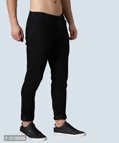 Stylish Black Denim Mid-Rise Jeans For Men-thumb0