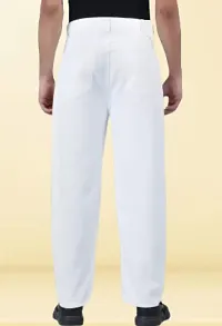 Elegant White Denim Solid Jeans For Men-thumb1