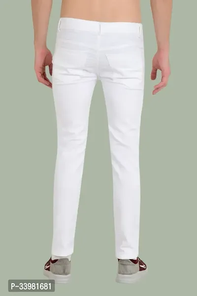 Comfortable White Denim Mid-Rise Jeans For Men-thumb2