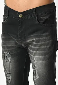 Stylish Grey Denim Distress Mid-Rise Jeans For Men-thumb3