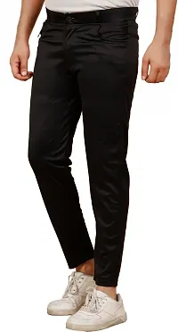 Linaria Stylish Black Lycra Blend Solid Regular Fit Trouser For Men-thumb2