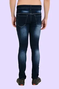 Stylish Blue Denim Faded Mid-Rise Jeans For Men-thumb1