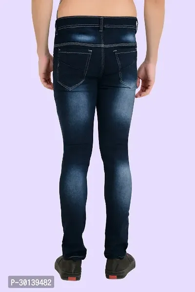 Stylish Blue Denim Faded Mid-Rise Jeans For Men-thumb2