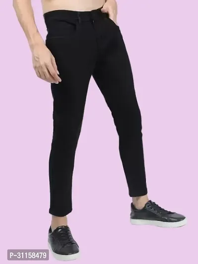 Stylish Black Denim Mid-Rise Jeans For Men-thumb5