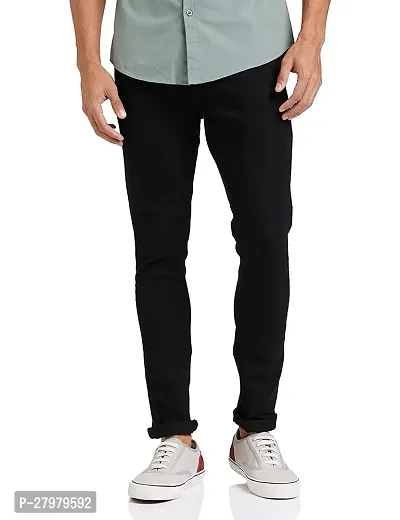 Stylish Black Cotton Blend Solid Mid-Rise Jeans For Men-thumb0