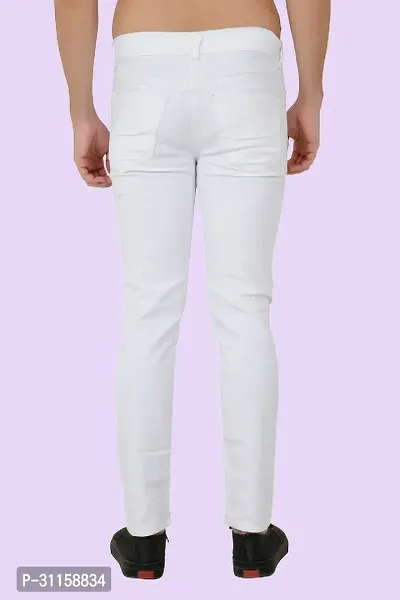 Stylish White Cotton Blend Mid-Rise Jeans For Men-thumb2