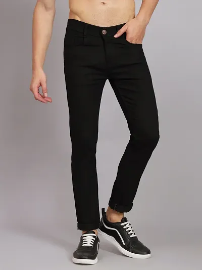 Stylish Blend Solid Mid-Rise Jeans For Men