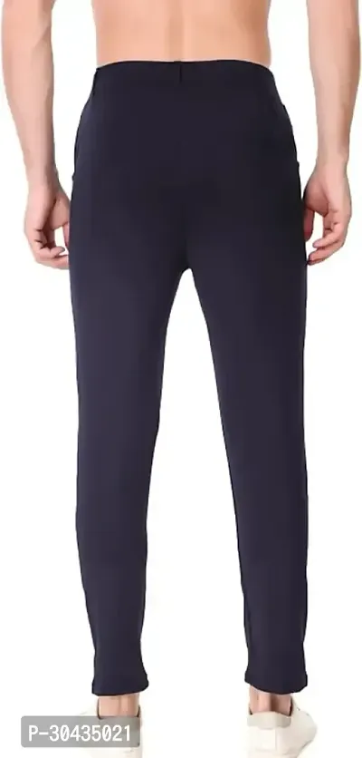 Stylish Blue Polyester Spandex Solid Track Pant For Men-thumb2