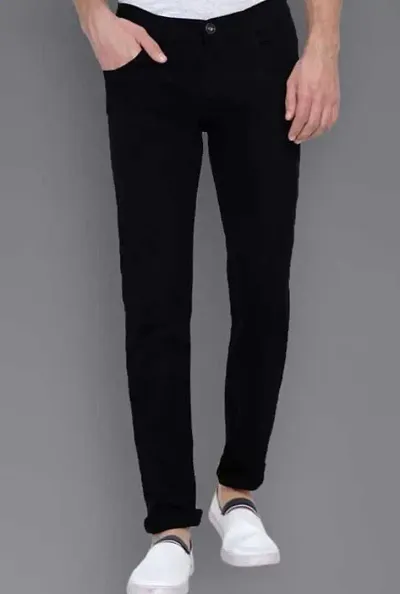 Reliable Black Denim Mid-Rise Jeans For Men