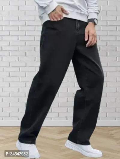 Elegant Black Denim Solid Jeans For Men And Boys-thumb4