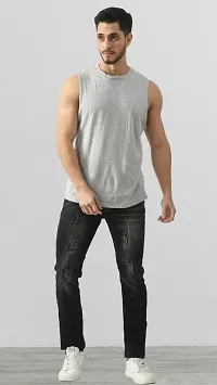 Stylish Denim Grey Solid Mid-Rise Jeans For Men-thumb2