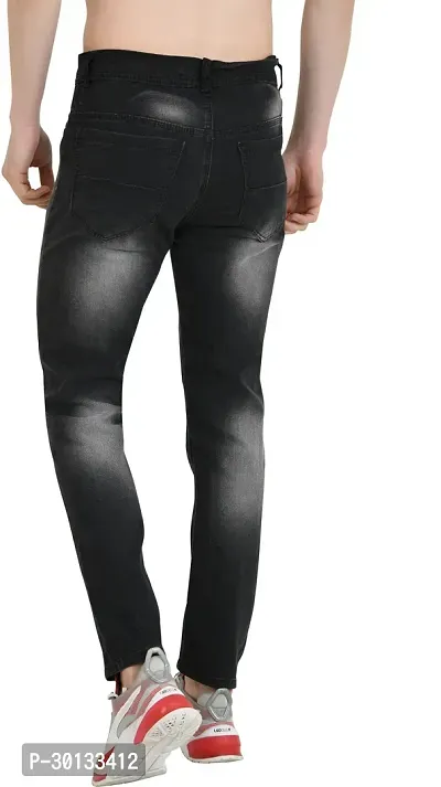 Stylish Grey Denim Distress Mid-Rise Jeans For Men-thumb2