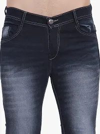 Stylish Blue Denim Faded Mid-Rise Jeans For Men-thumb3