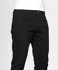 Elegant Black Denim Solid Jeans For Men And Boys-thumb2