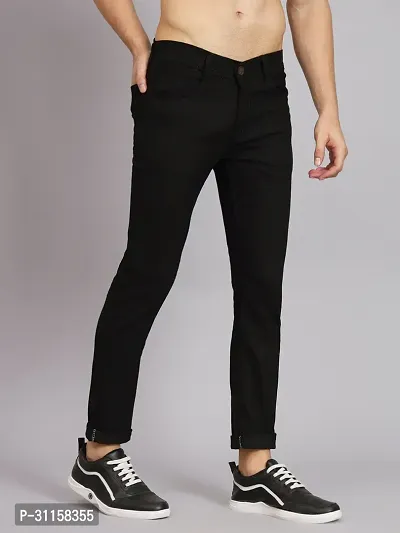 Stylish Black Denim Mid-Rise Jeans For Men-thumb3