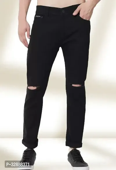 Stylish Black Denim Mid-Rise Jeans For Men-thumb0