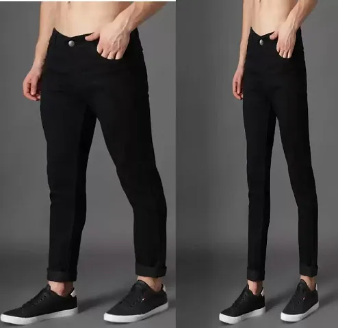 Stylish Solid Mid-Rise Jeans For Men