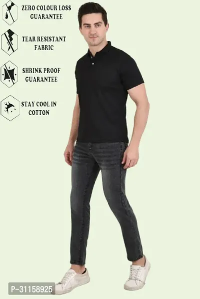 Stylish Black Cotton Blend Mid-Rise Jeans For Men-thumb3