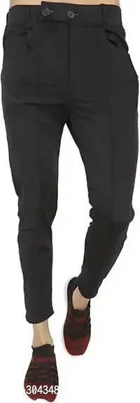 Stylish Black Polyester Spandex Solid Track Pant For Men-thumb0