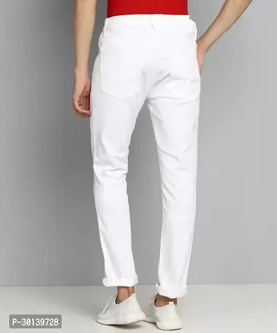 Stylish White Denim Solid Mid-Rise Jeans For Men-thumb2