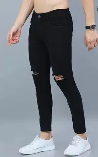 Stylish Black Denim Mid-Rise Jeans For Men-thumb2