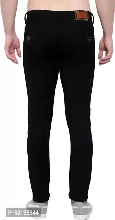 Stylish Black Denim Solid Mid-Rise Jeans For Men-thumb2