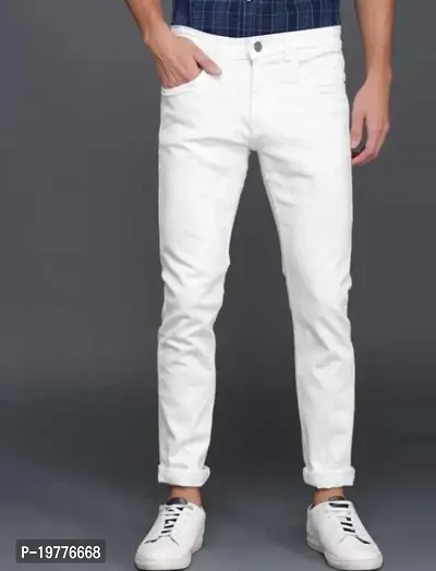 Reliable White Denim Mid-Rise Jeans For Men-thumb0