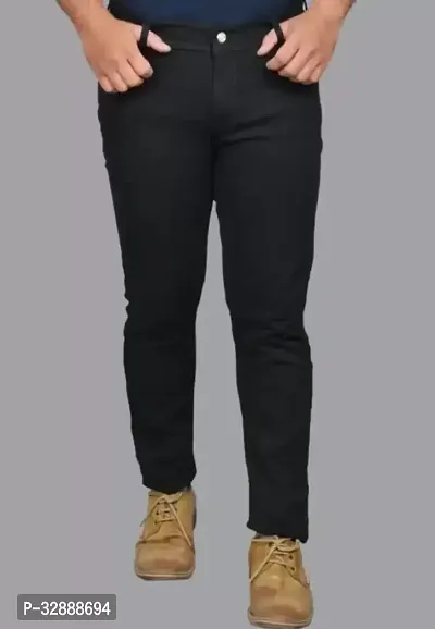 Stylish Black Denim Mid-Rise Jeans For Men-thumb0