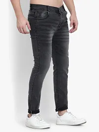 Stylish Black Denim Faded Mid-Rise Jeans For Men-thumb2