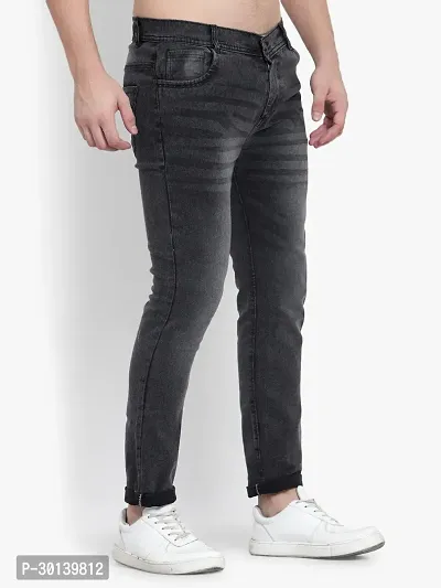 Stylish Black Denim Faded Mid-Rise Jeans For Men-thumb3