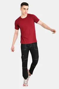 Stylish Cotton Blend Black Solid Mid Rise Jeans For Men-thumb2