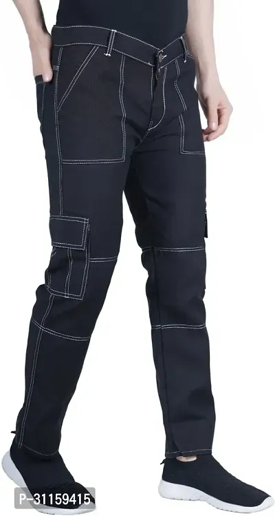 Stylish Black Cotton Blend Mid-Rise Jeans For Men