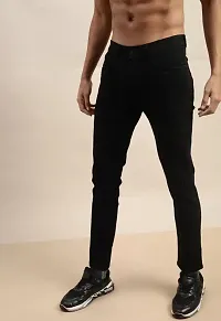 Stylish Black Denim Solid Mid-Rise Jeans For Men-thumb2